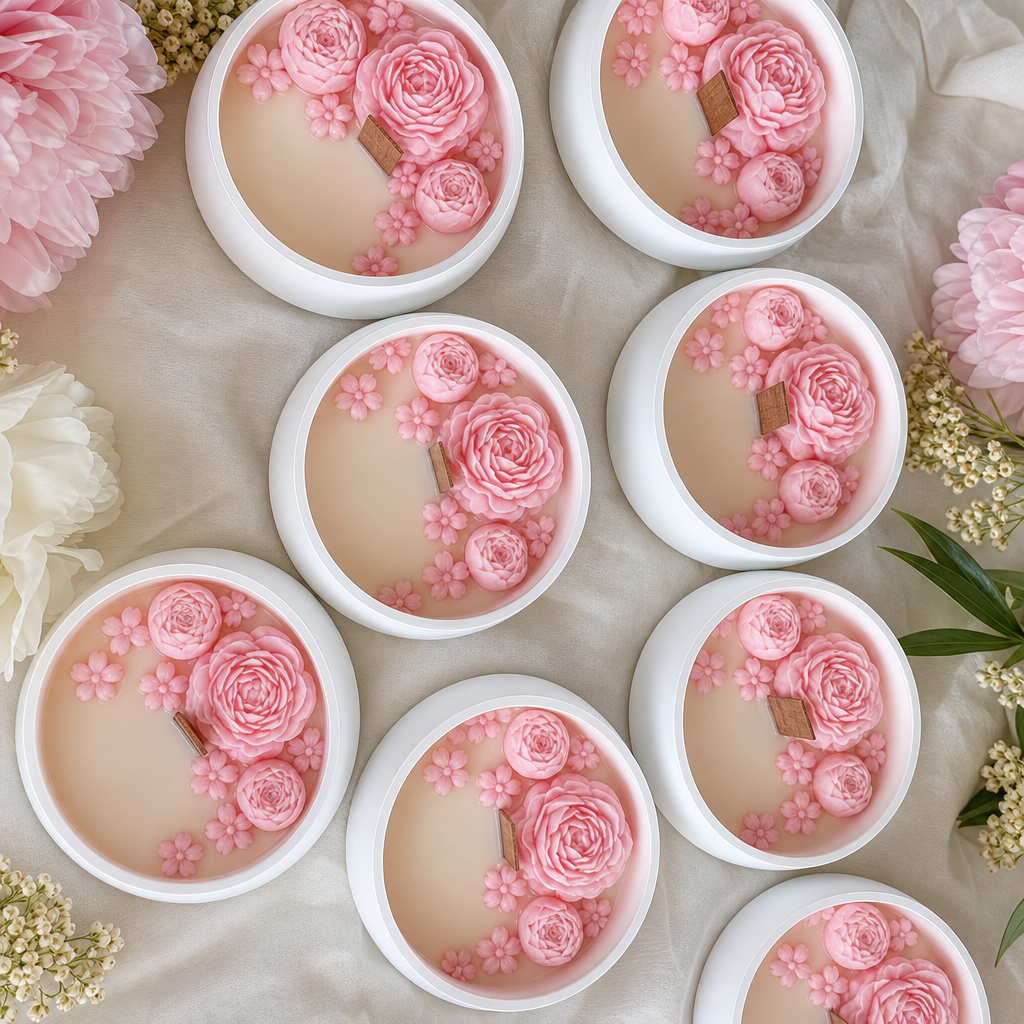 Blooming Blush Floral Tray Candle
