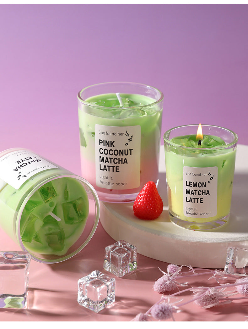 Handmade Pink Coconut Matcha Latte Candle