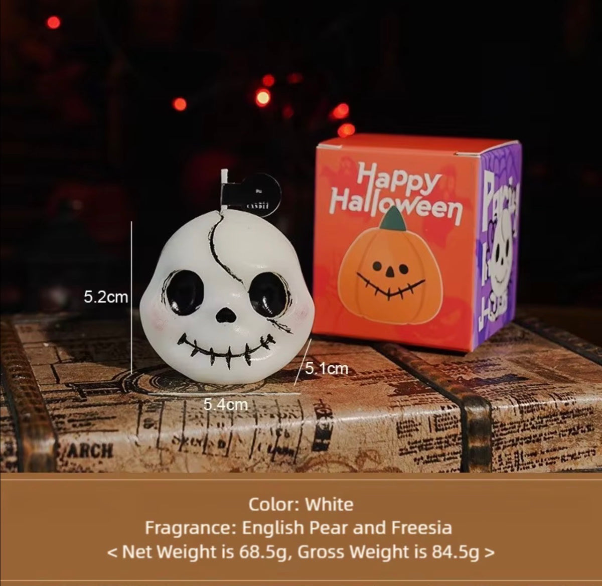 Halloween Pumpkin & Skull Scented Candle Set – Set of 3