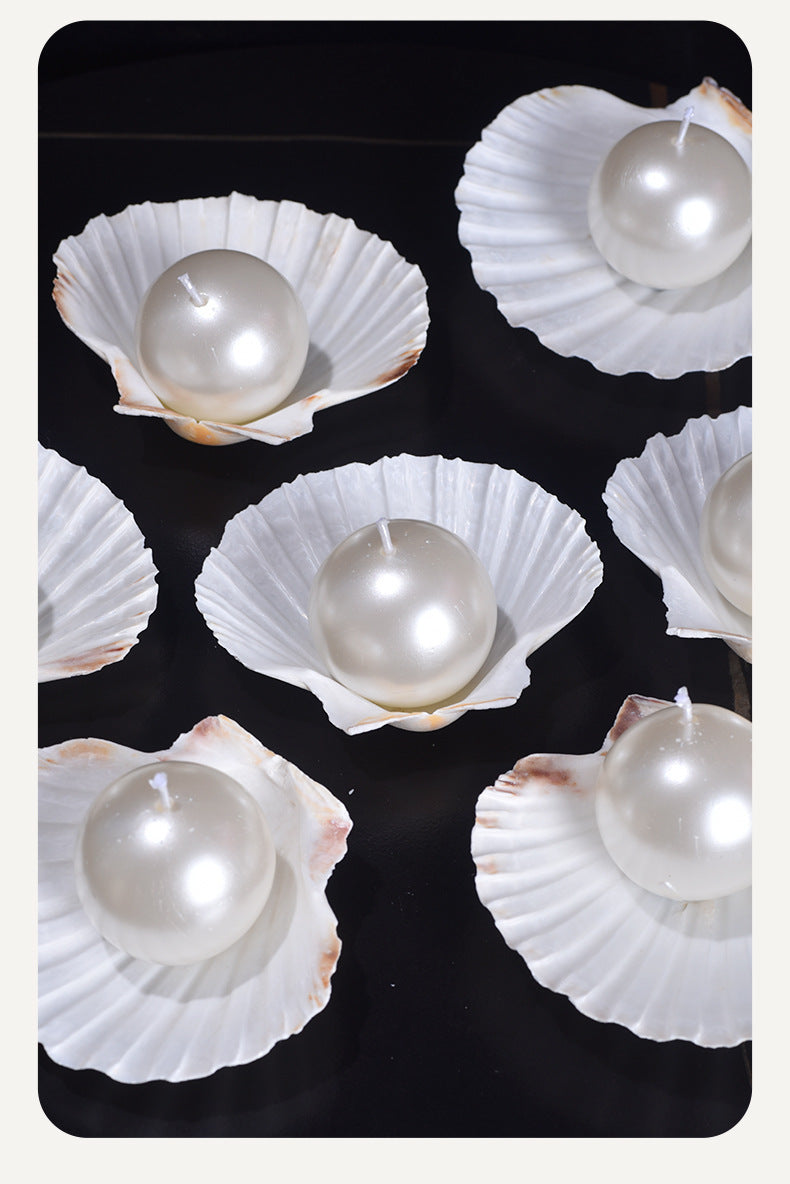 Pearl shaped Candle on Shell