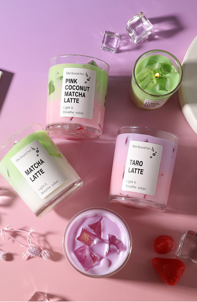 Handmade Pink Coconut Matcha Latte Candle