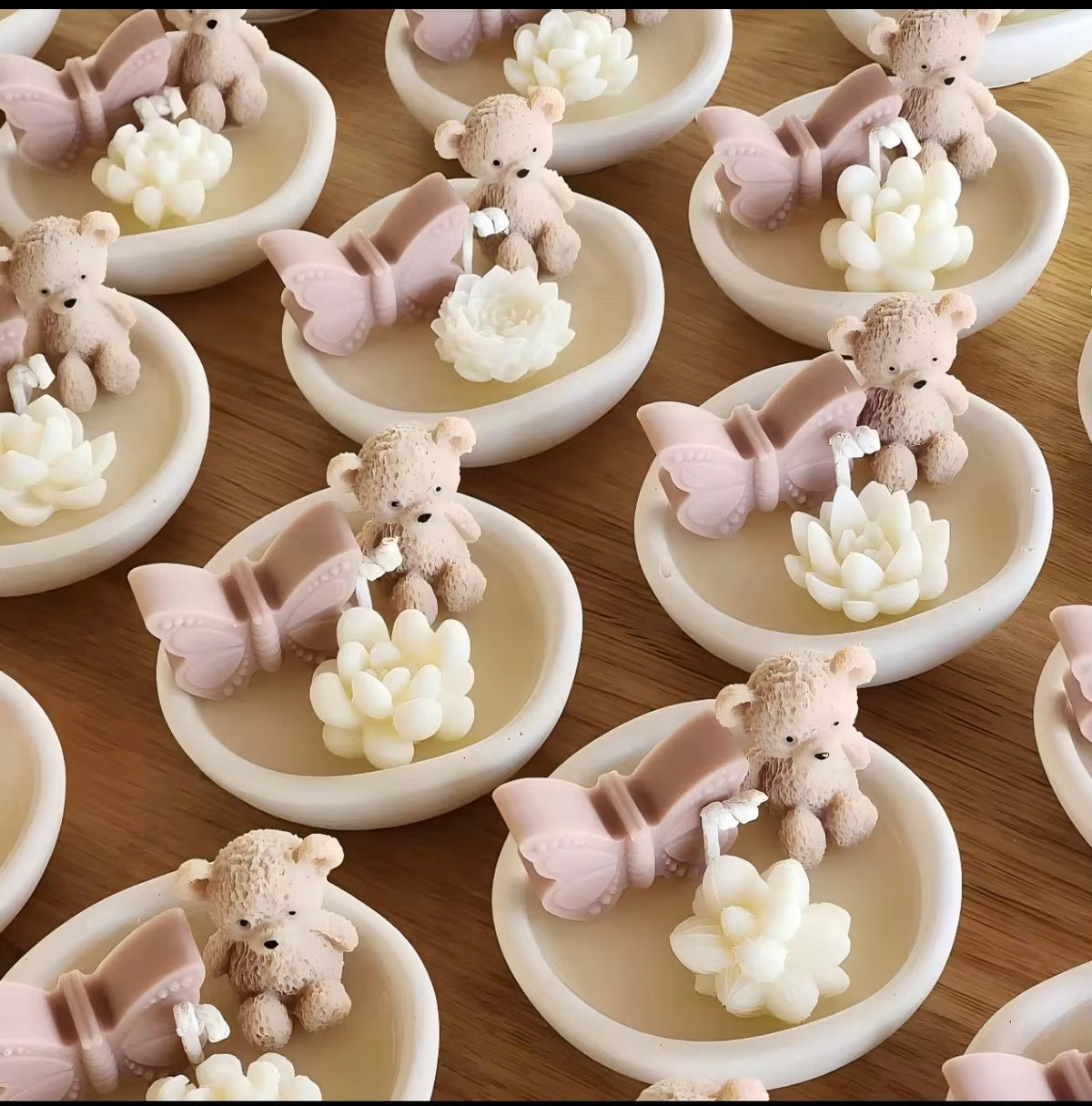 Handmade Butterfly Bear Cup Candles