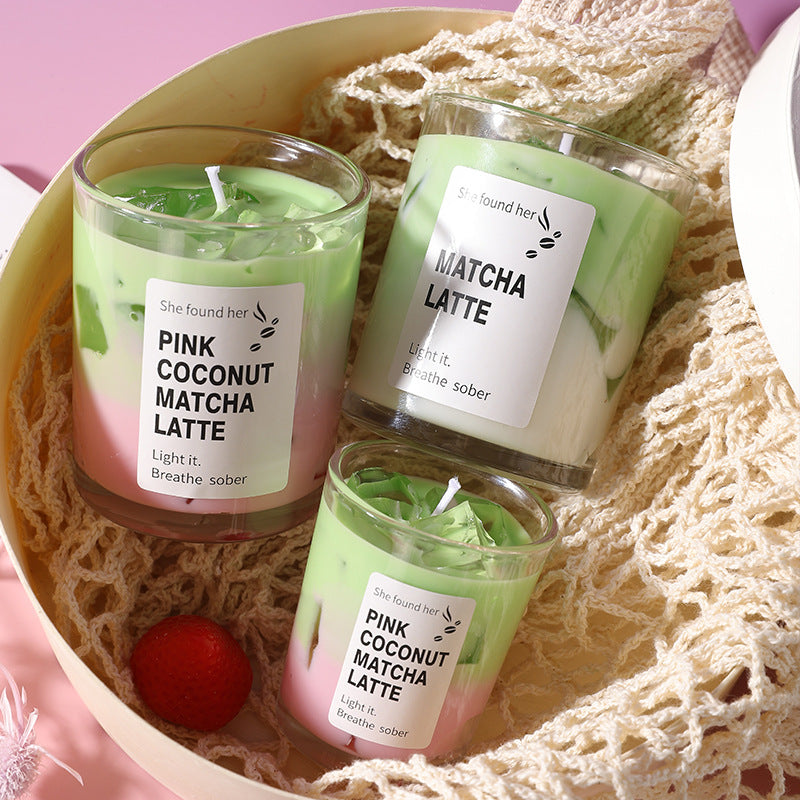 Handmade Pink Coconut Matcha Latte Candle