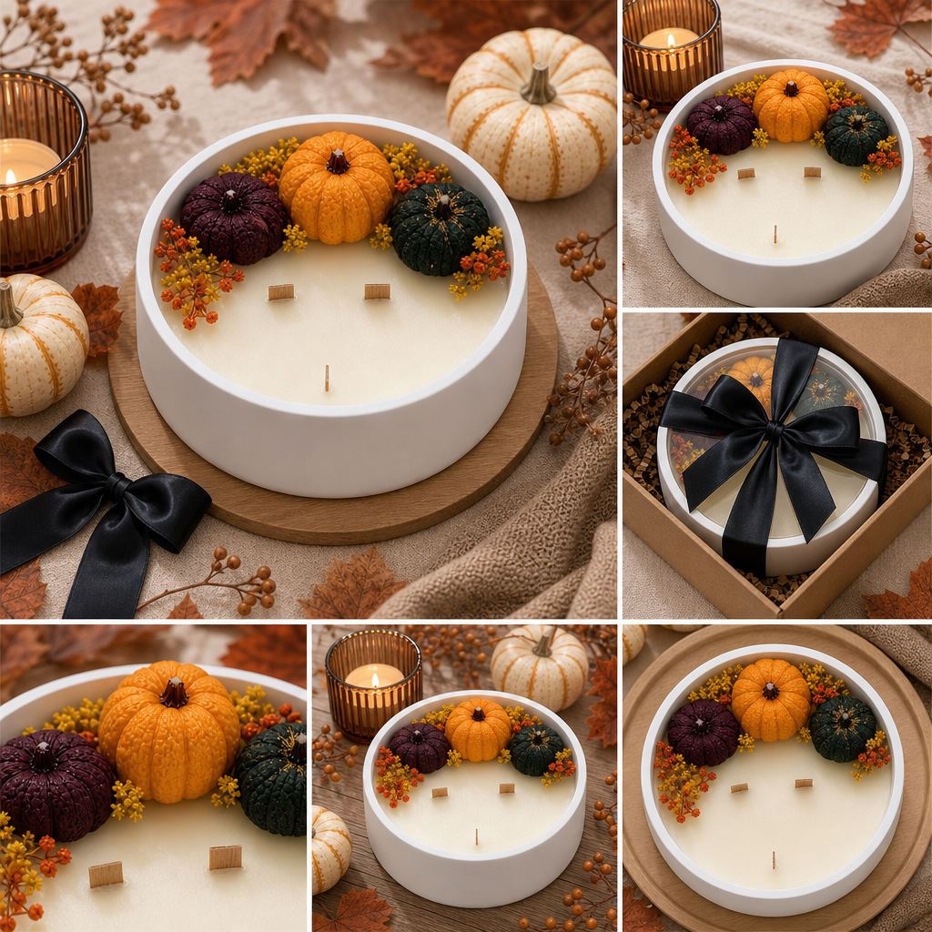 Handmade Harvest Pumpkin Candle Tray