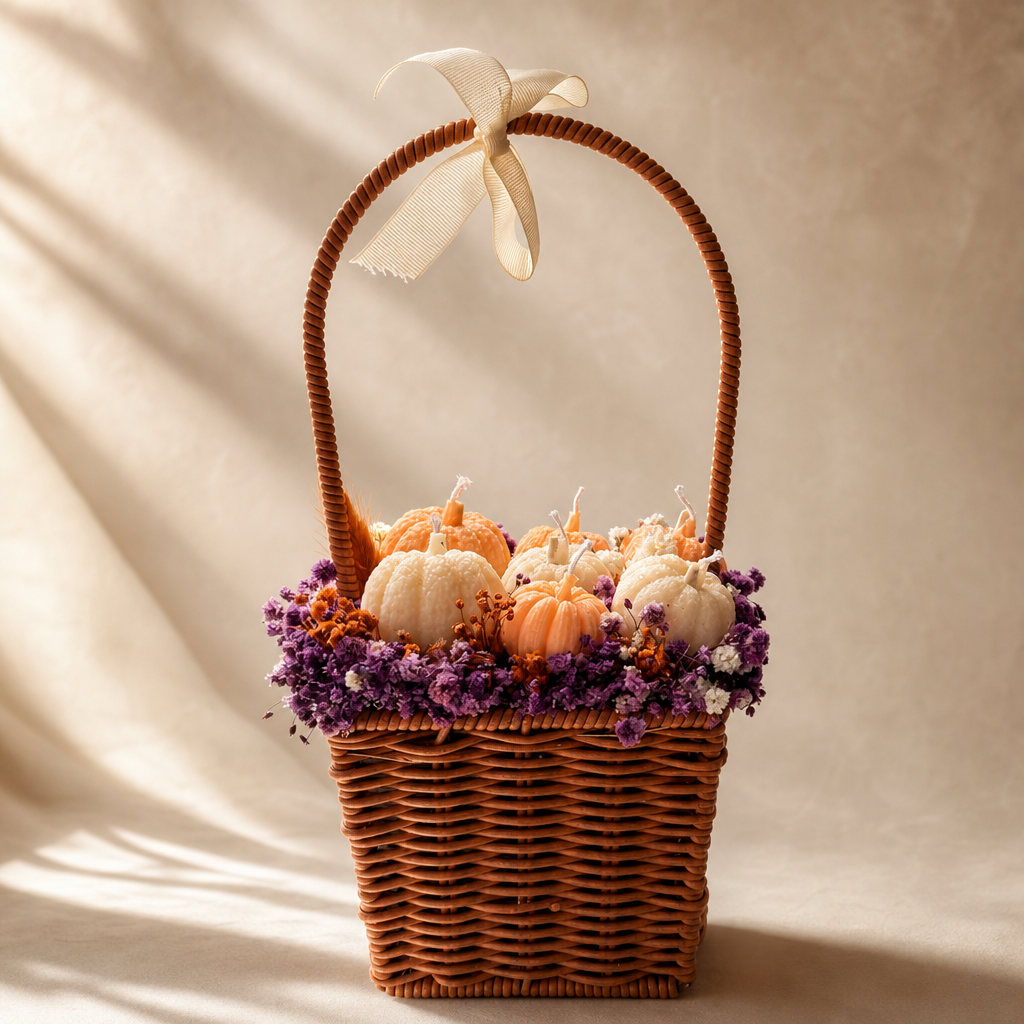 Handmade Pumpkin Candle Basket- Gift