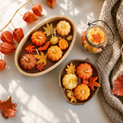 Handmade Pumpkin Candle Wooden Oval Tray
