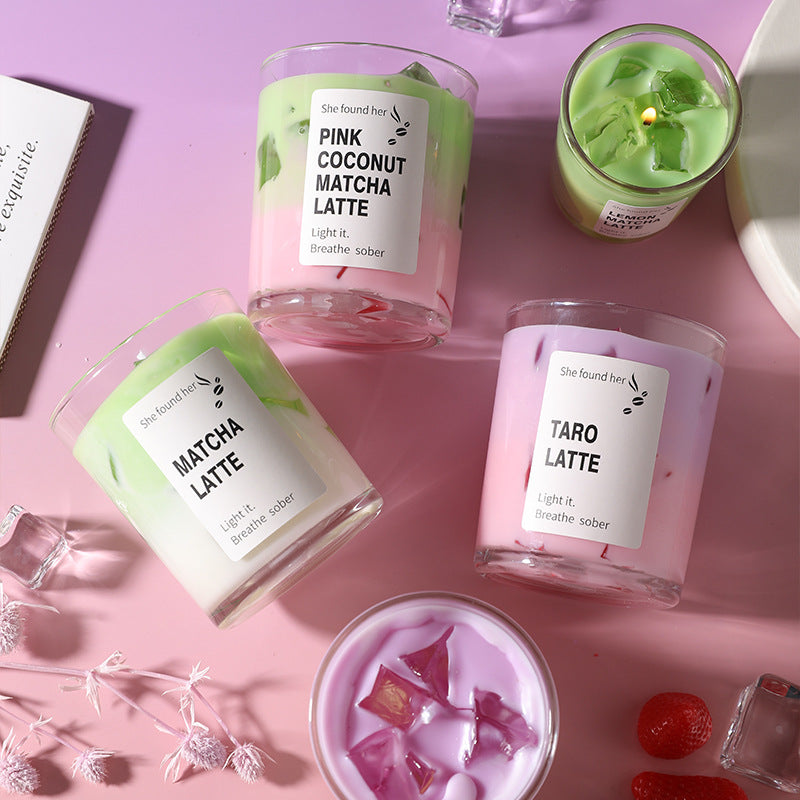Handmade Pink Coconut Matcha Latte Candle