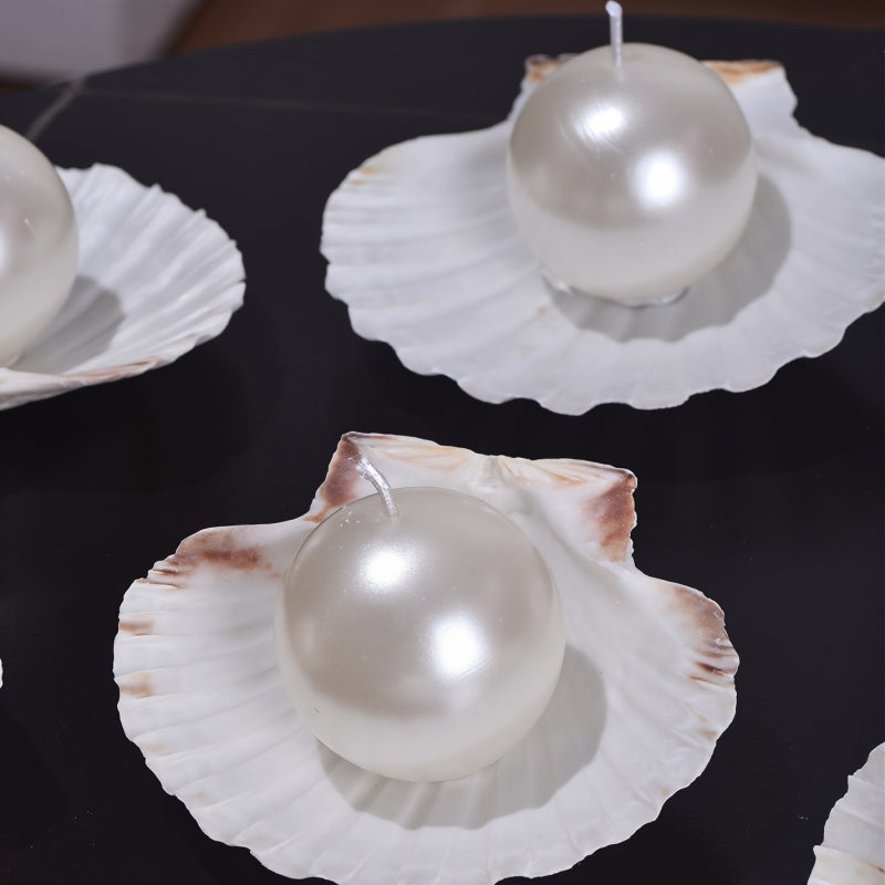 Pearl shaped Candle on Shell