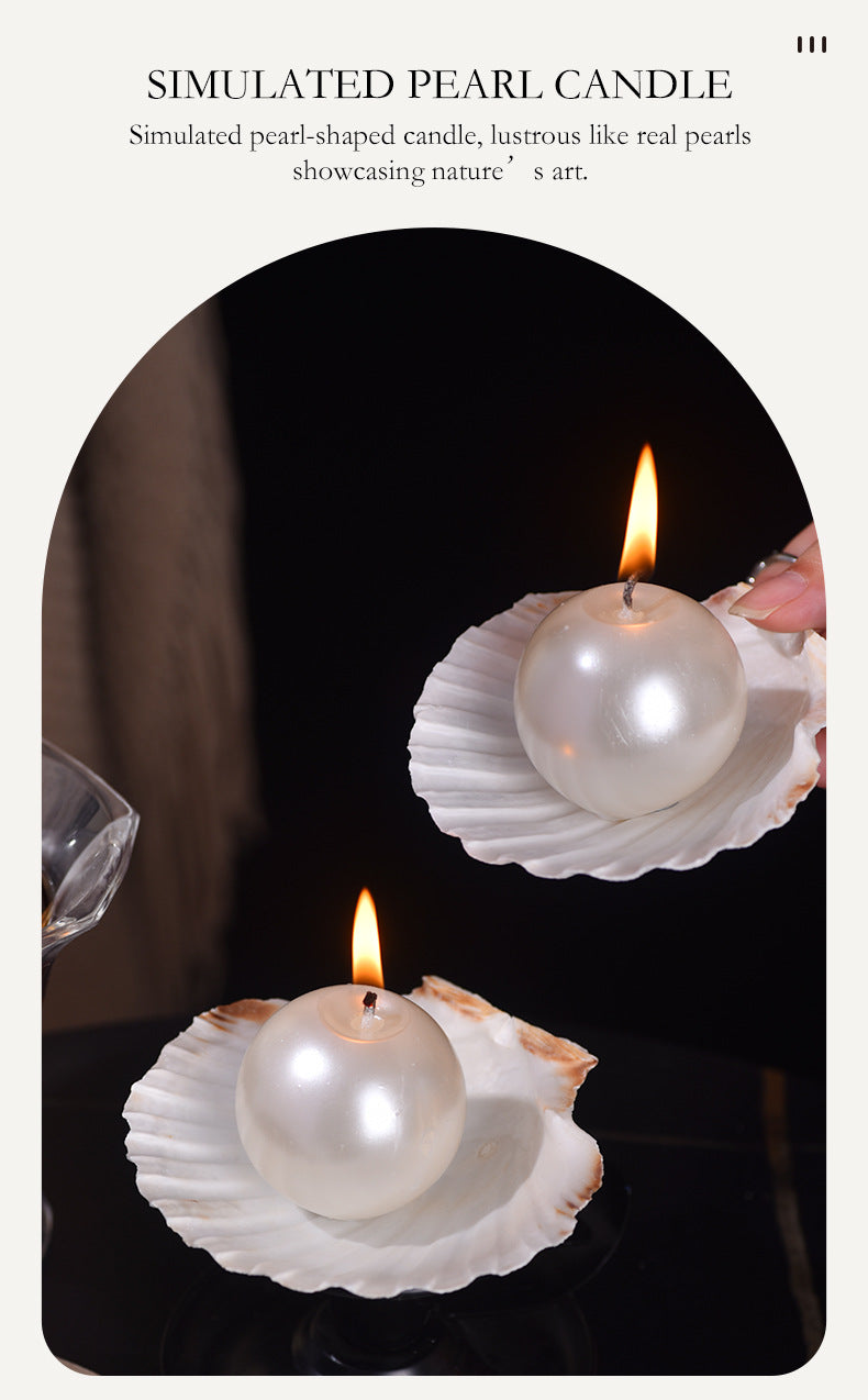 Pearl shaped Candle on Shell