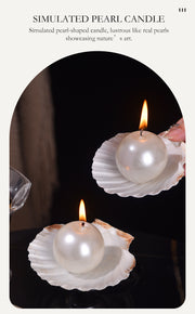 Pearl shaped Candle on Shell