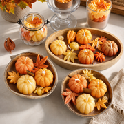 Handmade Pumpkin Candle Wooden Oval Tray