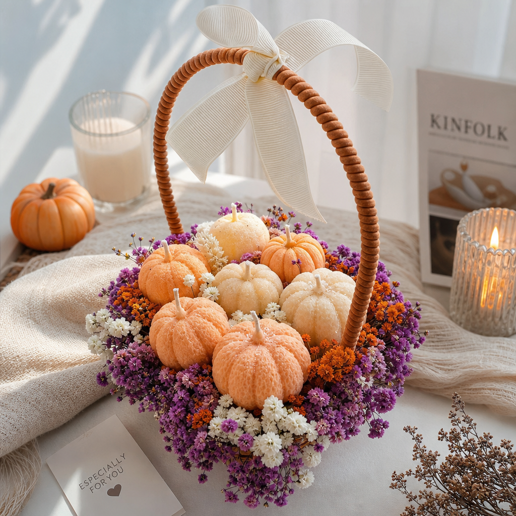 Handmade Pumpkin Candle Basket- Gift