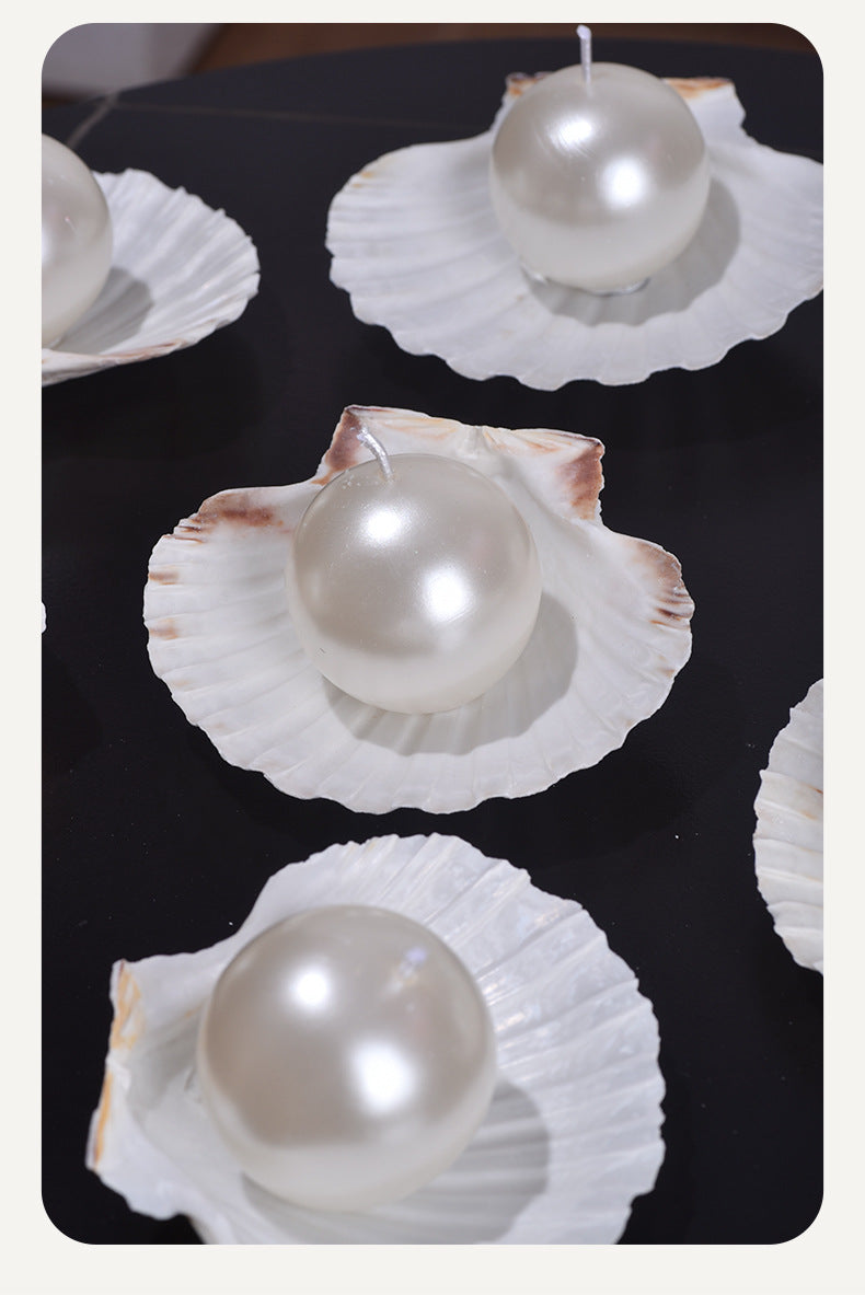 Pearl shaped Candle on Shell