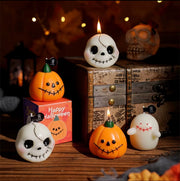 Halloween Pumpkin & Skull Scented Candle Set – Set of 3
