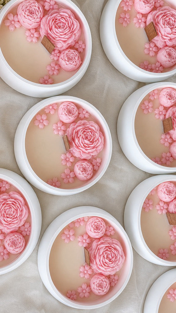 Blooming Blush Floral Tray Candle
