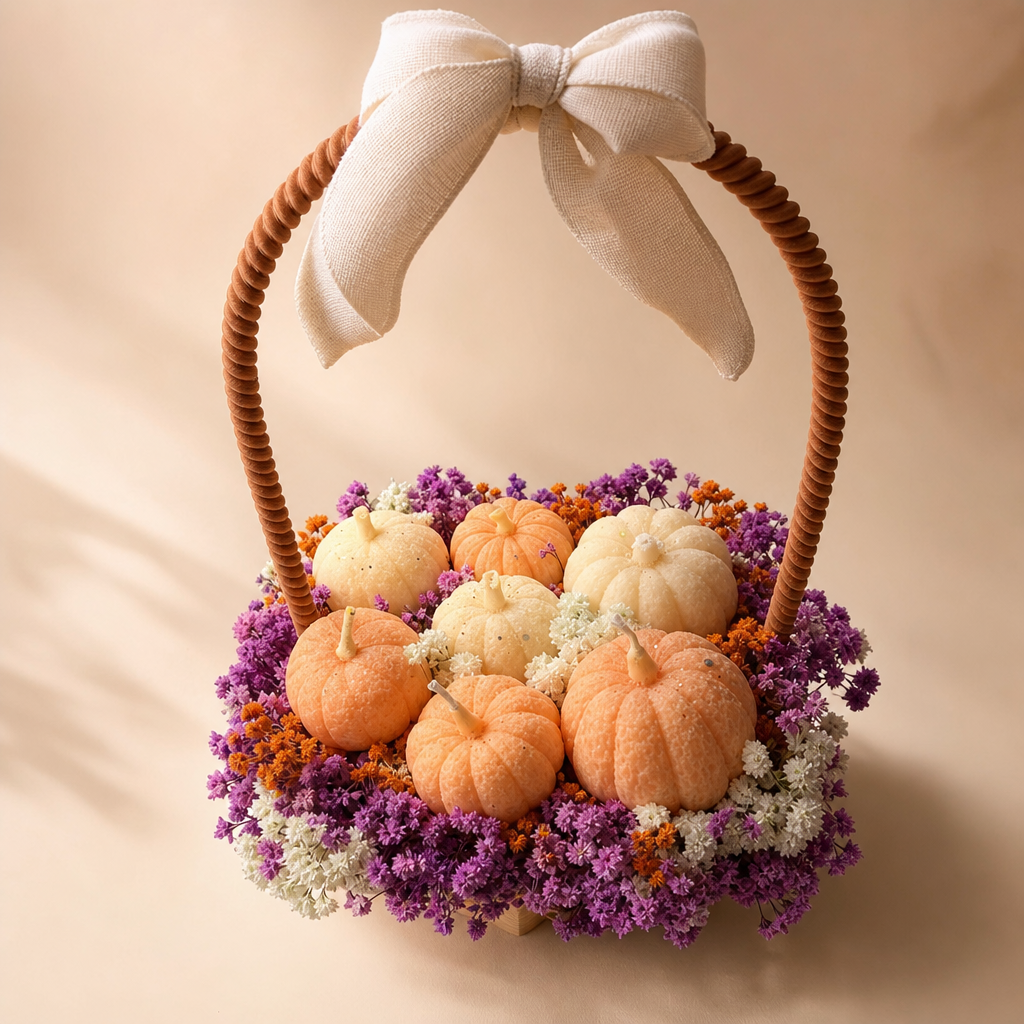 Handmade Pumpkin Candle Basket- Gift