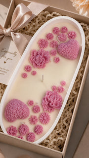 Rosette Garden Soy Wax Candle Tray – Floral Gift Candle | Serenity Scent