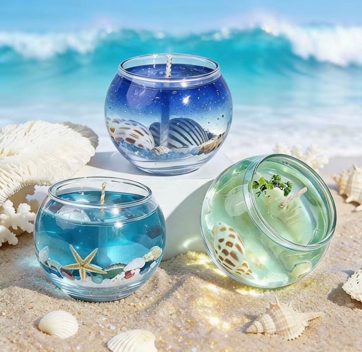 Handmade Beach-Inspired Gel Wax Candle