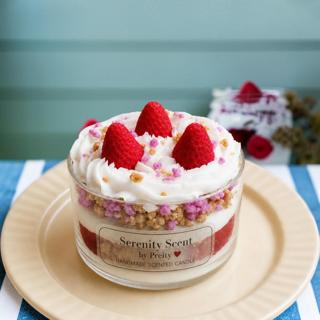 Handmade Strawberry Ice Cream Scented Candle