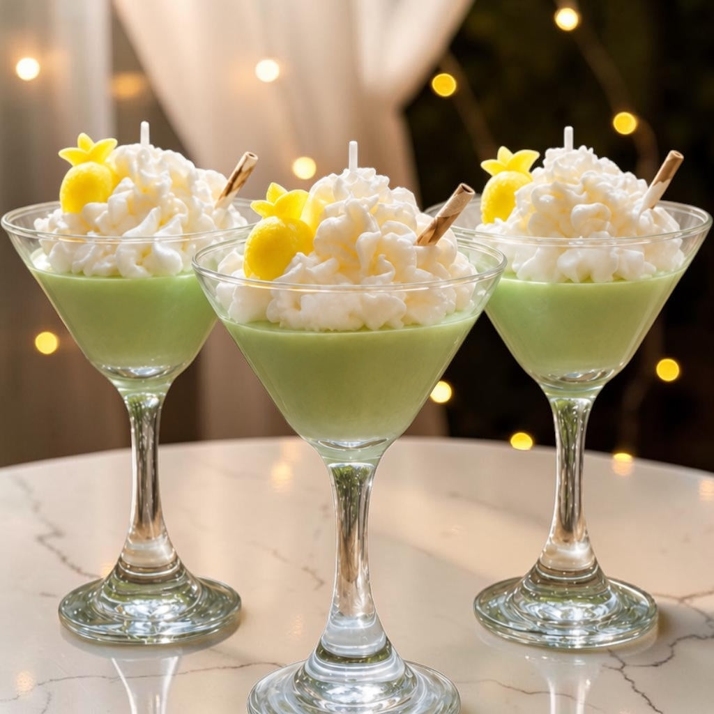 Handmade Matcha-Scented Martini Candle