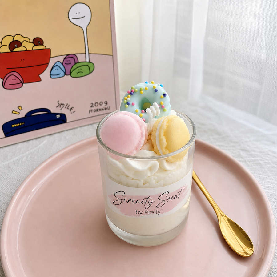 Handmade Ice Cream Macaron Candle