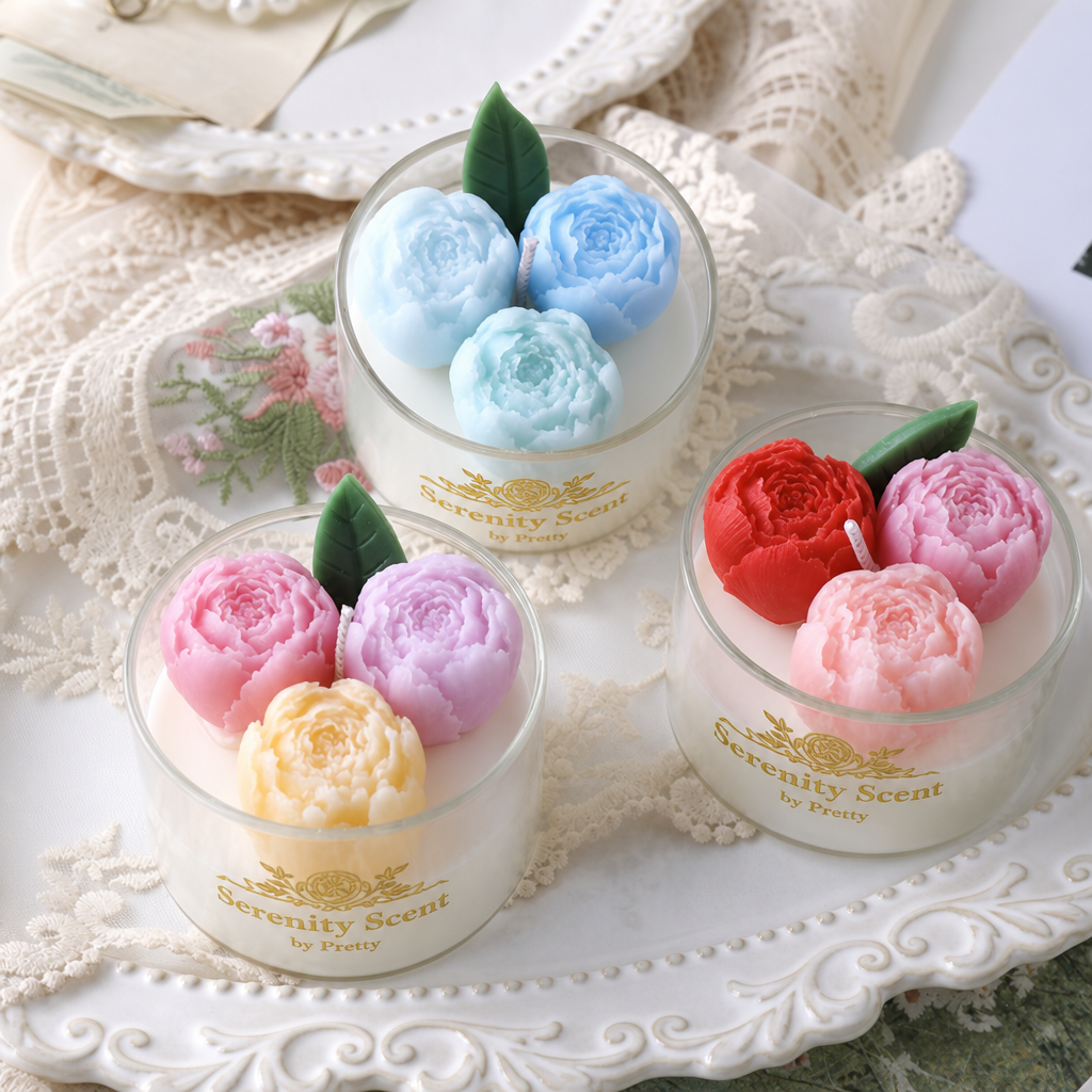 3D Peony Bloom Scented Candle – Wedding Favor
