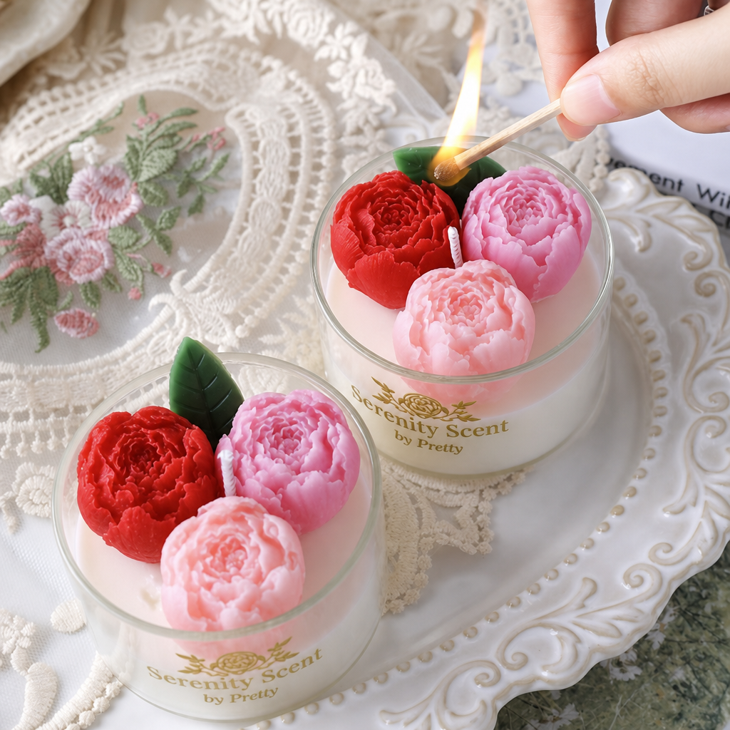 3D Peony Bloom Scented Candle – Wedding Favor