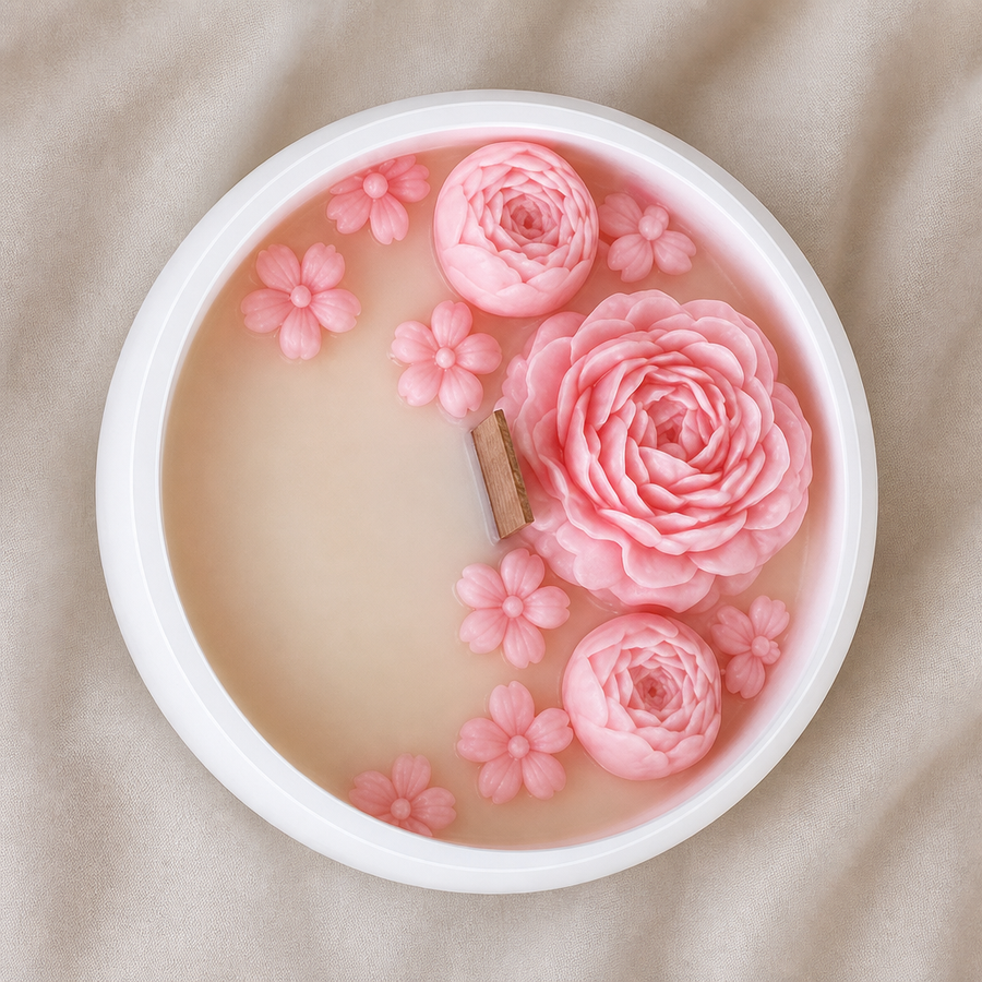 Blooming Blush Floral Tray Candle