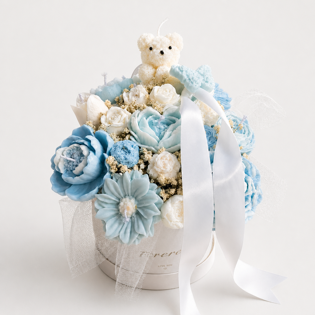 Birthday Edition- Teddy Floral Candle Bouquet handmade