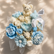 Birthday Edition- Teddy Floral Candle Bouquet handmade