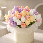 Realistic 3D Tulip Flower Candles with Wooden Stem