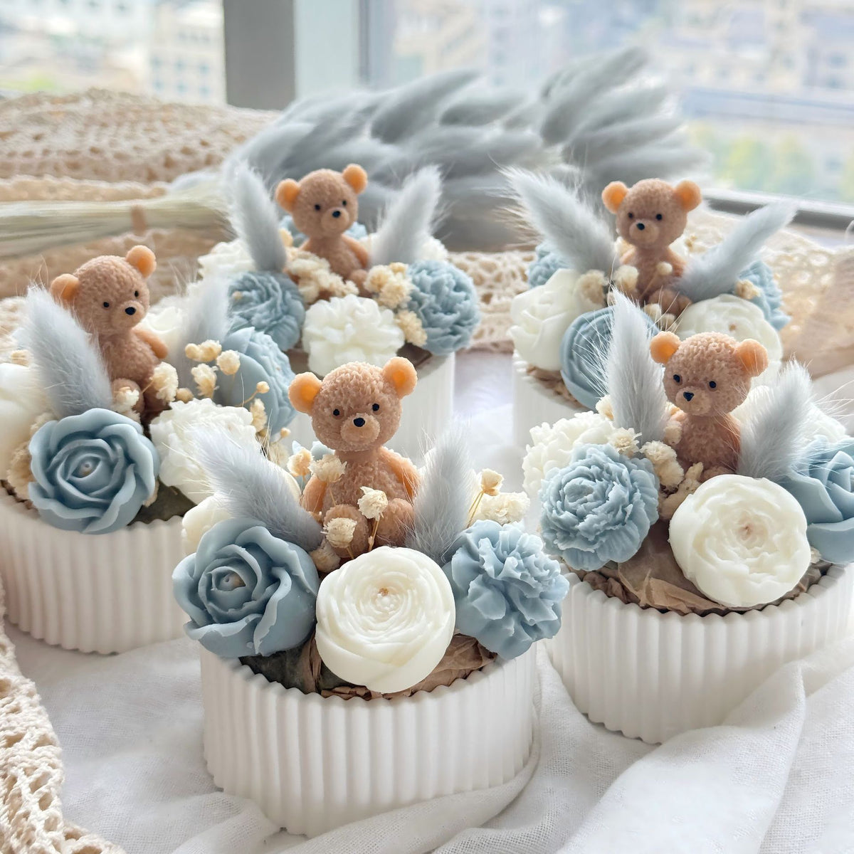 Handmade Bear Flower Bouquet Scented Candle