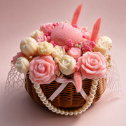 Handmade Pearl Basket Candle Bouquet