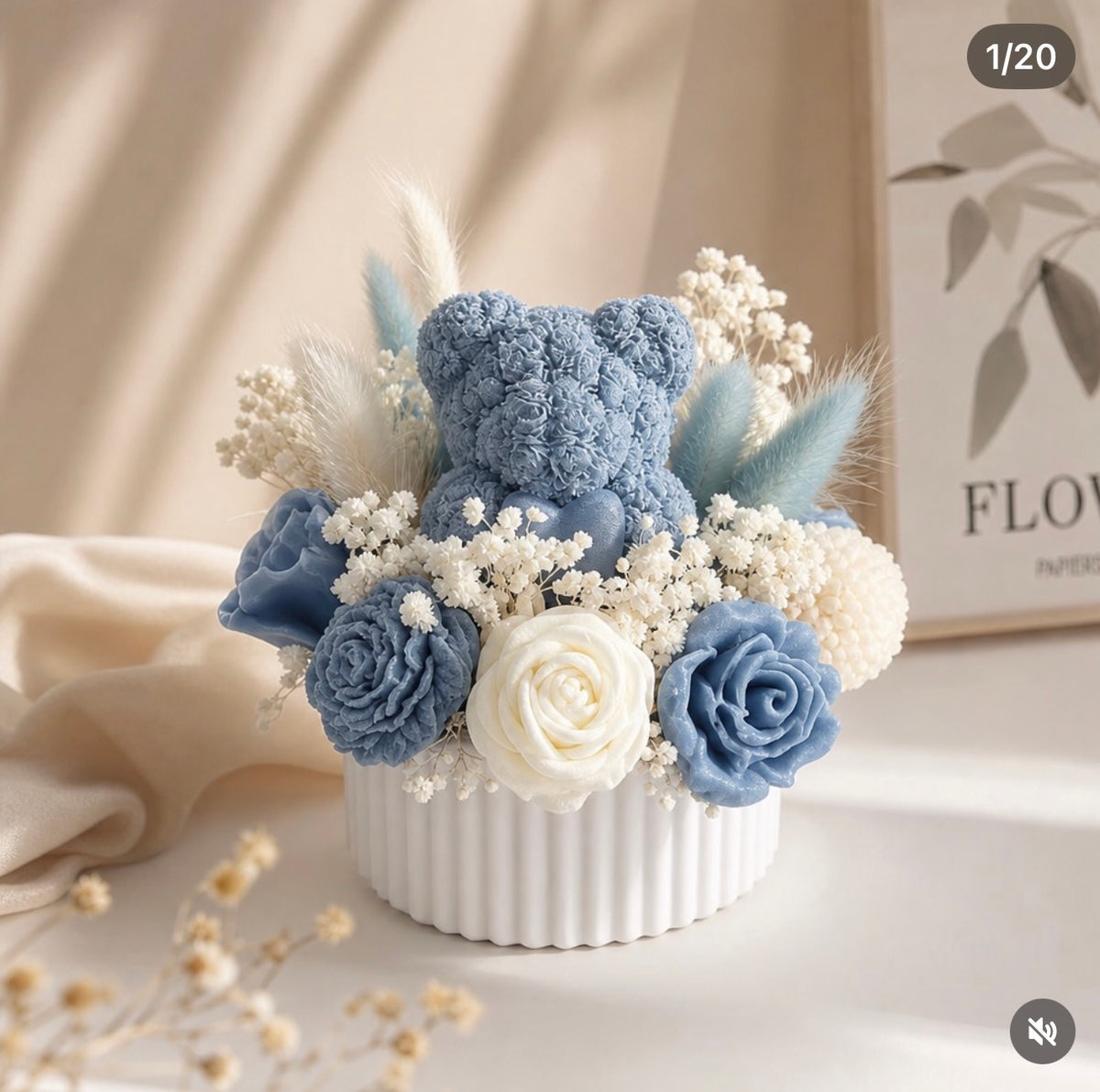 Teddy Bear Floral Soy Wax Baby Shower Candle Favor