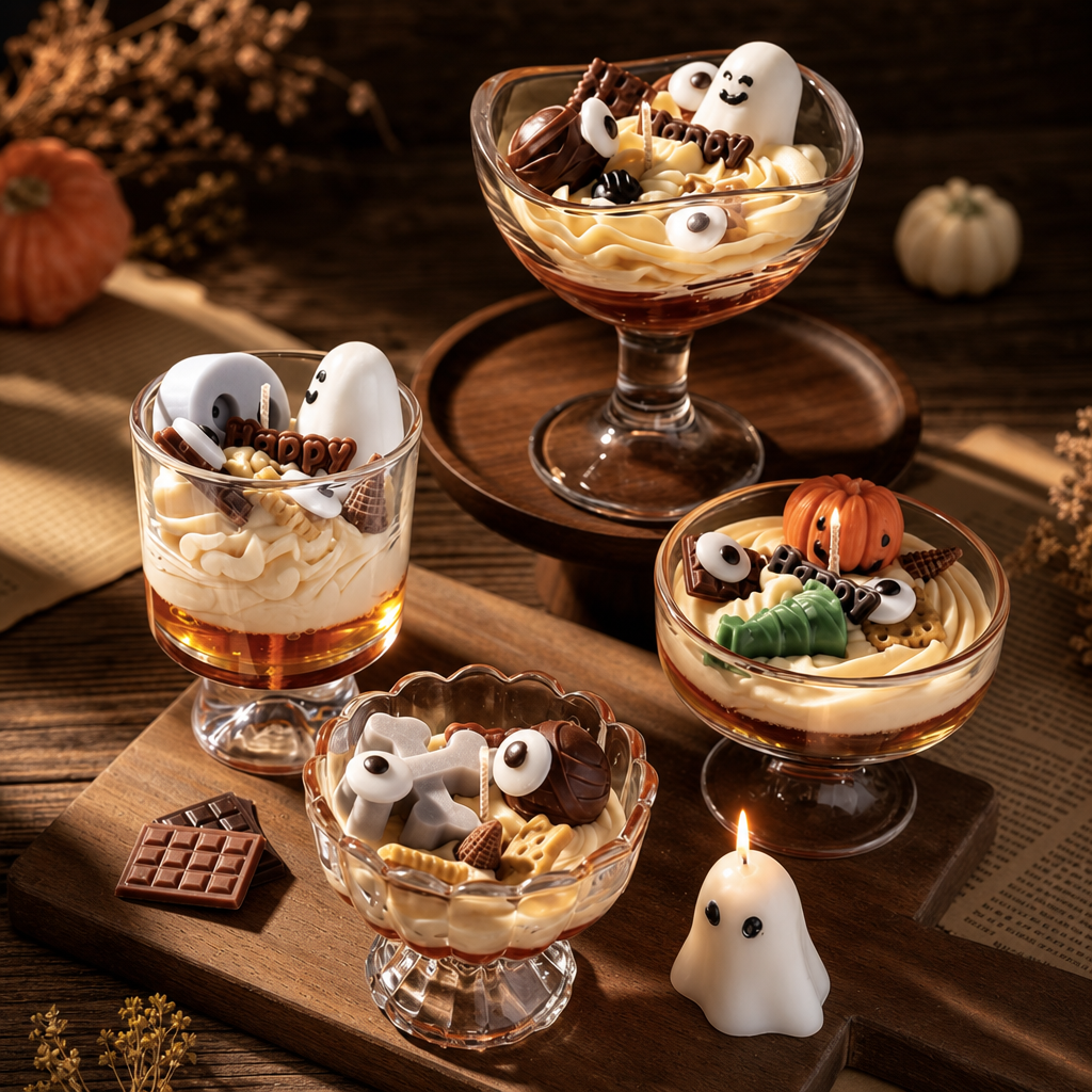 Happy Haunting Ghost Dessert Candle collection - 4 candles