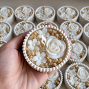 Handmade Floral Wedding Favor Candles – White Rose & Dried Flower Soy Wax