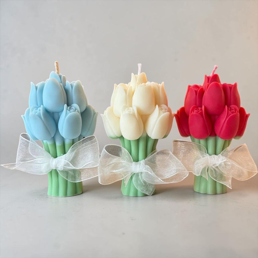 Handmade Tulip Floral Bouquet Candle