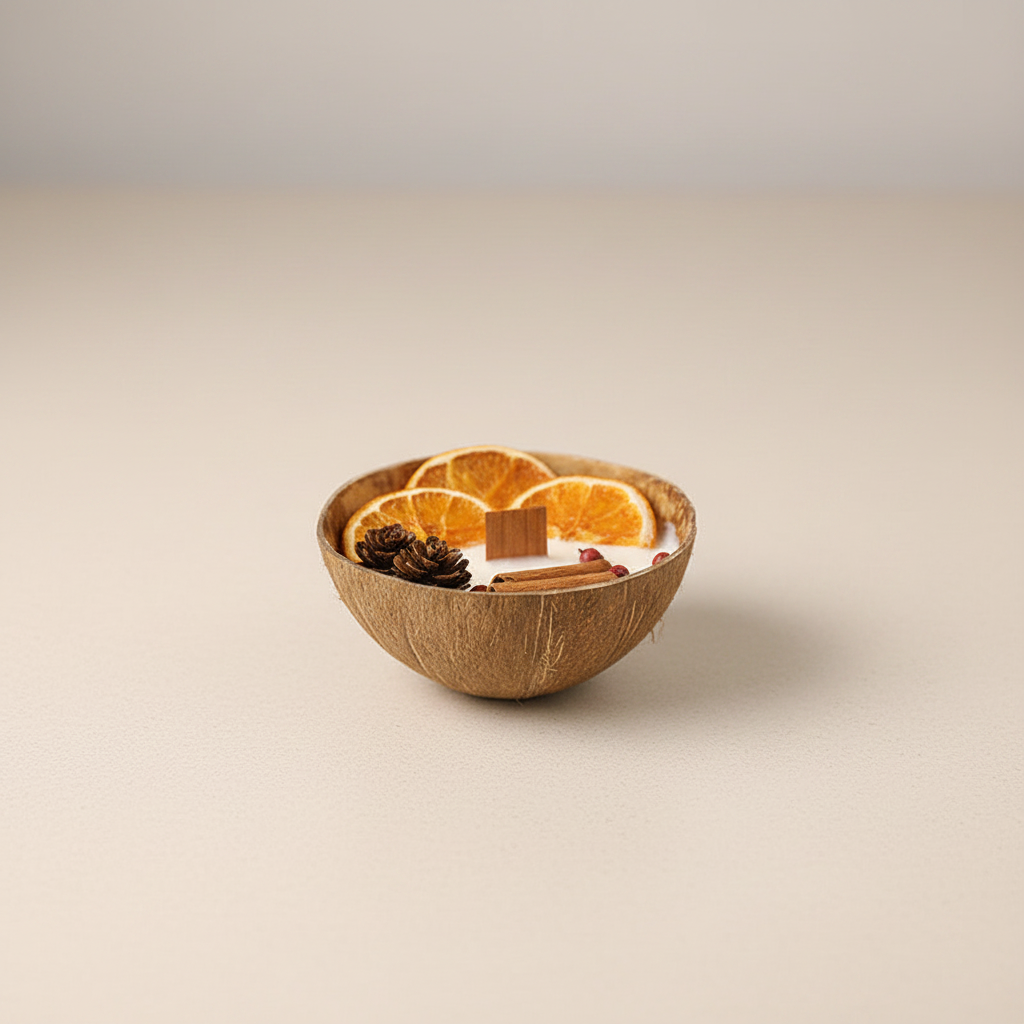 Coconut Shell Botanical Candle zoomed out product photo