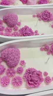Rosette Garden Soy Wax Candle Tray – Floral Gift Candle | Serenity Scent